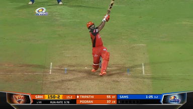 M65: MI vs SRH – Rahul Tripathi Six