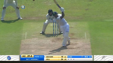 IND vs NZ 2021, 2nd Test, Day 1: Mayank Agarwal Six