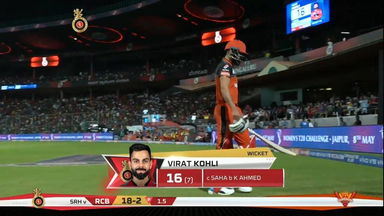 M54: RCB vs SRH – Virat Kohli Wicket