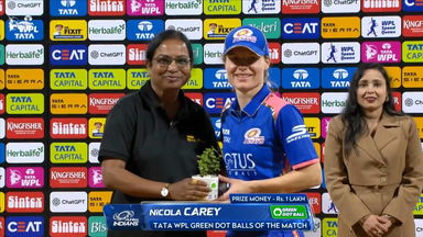 TATA WPL Green Dot Balls of the Match: Match 8, Mumbai Indians vs UP Warriorz, WPL 2026: Nicola Carey