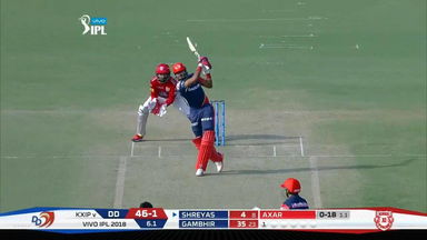 M02: KXIP vs DD: Shreyas Iyer Six