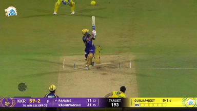 IPL 2026 M22: CSK vs KKR - Ajinkya Rahane Six