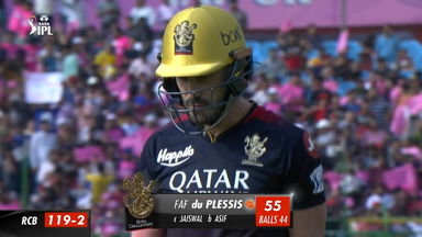 M60: RR vs RCB –  Faf Du Plessis  Wicket