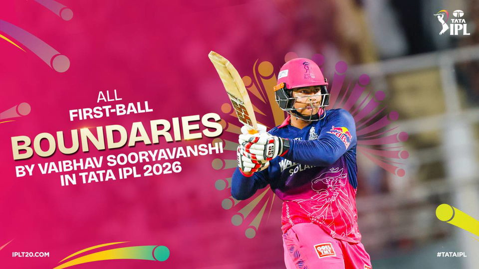 All first-ball boundaries by Vaibhav Sooryavanshi in TATA IPL 2026