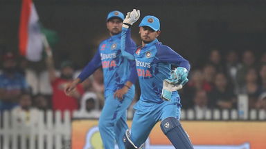 Bullseye: Ishan Kishan gets the direct-hit right to dismiss Bracewell