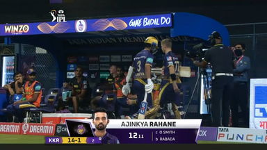 M08: KKR vs PBKS – Ajinkya Rahane Wicket