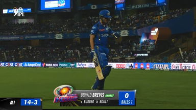 M14: MI vs RR – Dewald Brevis Wicket