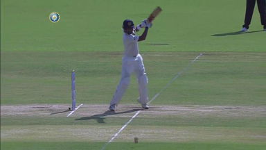 Back and across: Prithvi’s first boundary in Test cricket