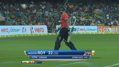 IND vs ENG 2017, 3rd T20I : Jason Roy Wicket