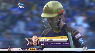 M37: MI vs KKR – Chris Lynn Wicket