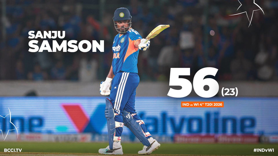 Sanju Samson lights up run chase with flying 56(23)