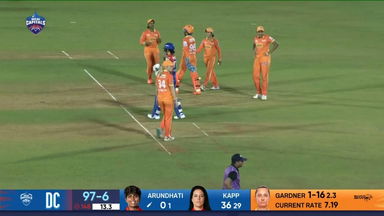 Splendid run-out: Ashwani Kumari's direct hit sends back Kapp