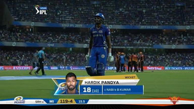 M51: MI vs SRH – Hardik Pandya Wicket