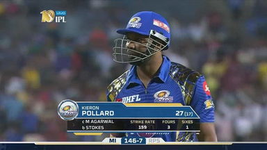 M2: RPS vs MI – Kieron Pollard Wicket