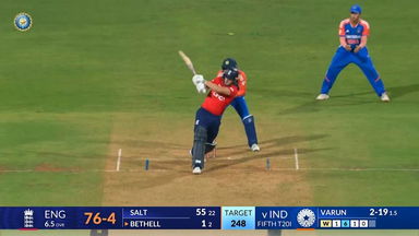 IND vs ENG 2025, 5th T20I: Jacob Bethell Six