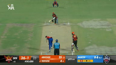 Cheeky: Rahul Tripathi's scoops one over fine leg for a six