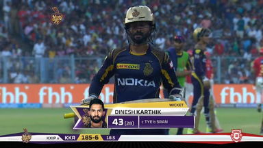 M18: KKR vs KXIP – Dinesh Karthik Wicket