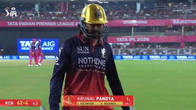 IPL 2026 M16: RR vs RCB - Krunal Pandya Wicket