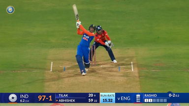 IND vs ENG 2025, 5th T20I: Abhishek Sharma Six