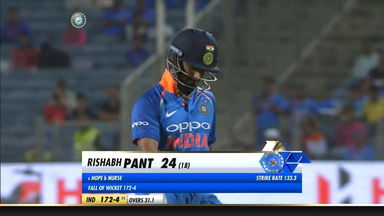 IND vs WI 2018, 3rd ODI: Rishabh Pant Wicket