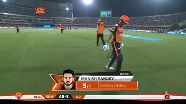 M39: SRH vs RCB – Manish Pandey Wicket