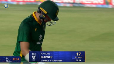 IND vs SA 2025, 1st ODI: Nandre Burger Wicket