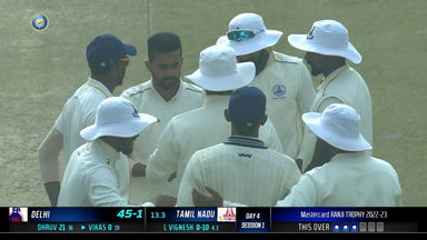 Ranji Trophy  2022/23, Delhi vs Tamil Nadu:  Fall of Wickets