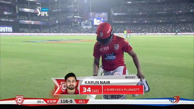 M22: DD vs KXIP – Karun Nair Wicket