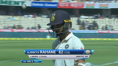 IND vs BAN 2017 - 1st Test day 2 : Ajinkya Rahane Wicket