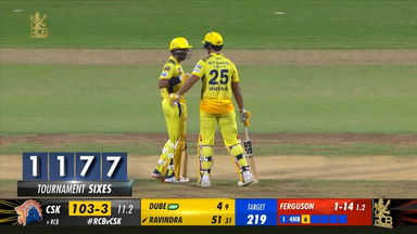 On the attack: Rachin brings up 50 in style