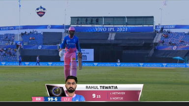 M36: DC vs RR – Rahul Tewatia Wicket
