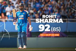Rohit Sharma steadies the ship with a composed 92(85)
