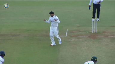 Beauty: Kuldeep Yadav castles Tiaan van Vuuren with a cracker
