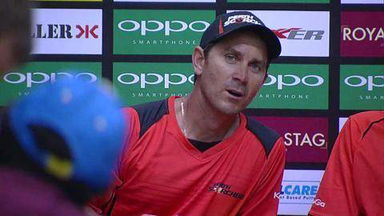 CLT20 2014 M4: DOL vs PER  –   Press Conference – Justin Langer, Mitchell Marsh & Joel Paris