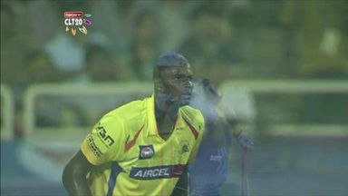 M3: CSK vs TTN –  Farhaan Behardien c Holder b Bravo