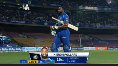M44: RR vs MI – Kieron Pollard Wicket