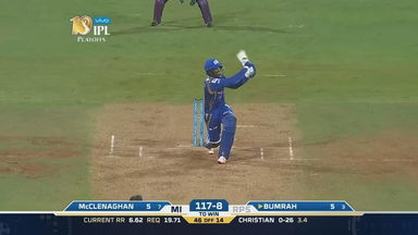 Q1: MI vs RPS – Jasprit Bumrah Six