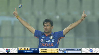 IND vs WI 2022, 1ST T20I: Fall of Wickets