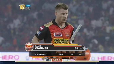 M33: KXIP vs SRH – David Warner Wicket