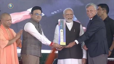 Hon'ble Prime Minister Shri Narendra Modiji lays foundation stone of Int'l Stadium in Varanasi