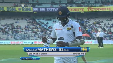 IND vs SL 2017, 1st Test Day 3: Angelo Mathews Wicket