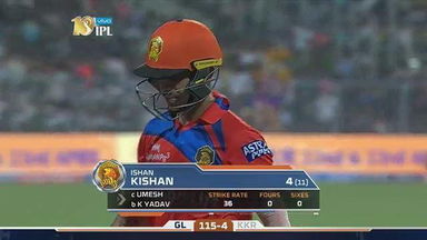 M23: KKR vs GL  – Ishan Kishan Wicket