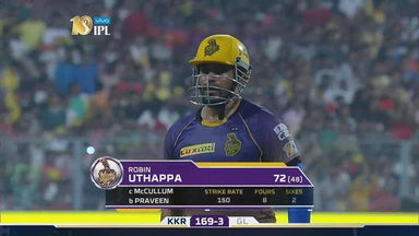 M23: KKR vs GL  – Robin Uthappa Wicket