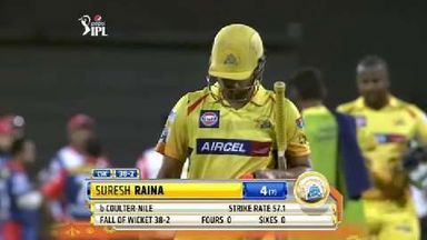 M2: CSK vs DD – Suresh Raina Wicket