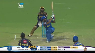Eliminator: KKR vs RR – Rahul Tripathi Six