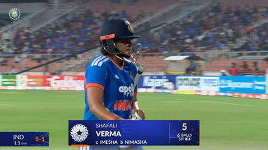 IND-W vs SL-W 2025, 5th T20I: Shafali Verma Wicket