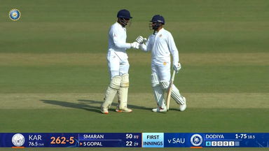 Ranji Trophy 2025-26, Saurashtra vs Karnataka: R Smaran's crucial fifty takes Karnataka forward