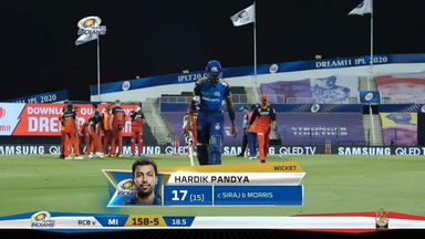 M48: MI vs RCB – Hardik Pandya Wicket