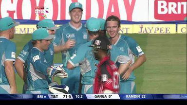 M2: BRI vs T&T –  Sherwin Ganga c & b Hauritz