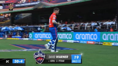 M20: RCB vs DC –  David Warner  Wicket